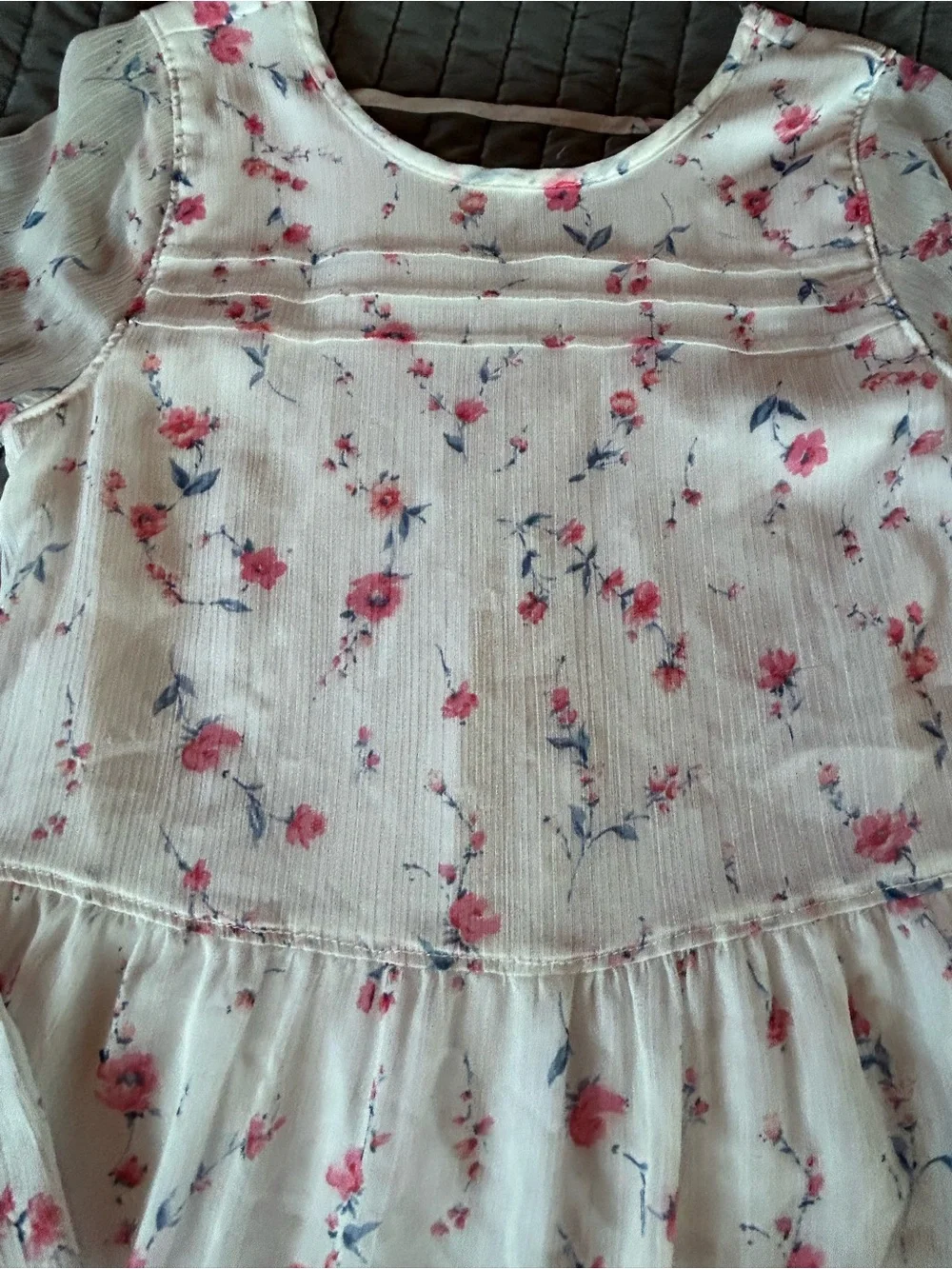 abercrombie kids White Floral Long-Sleeve Dress
